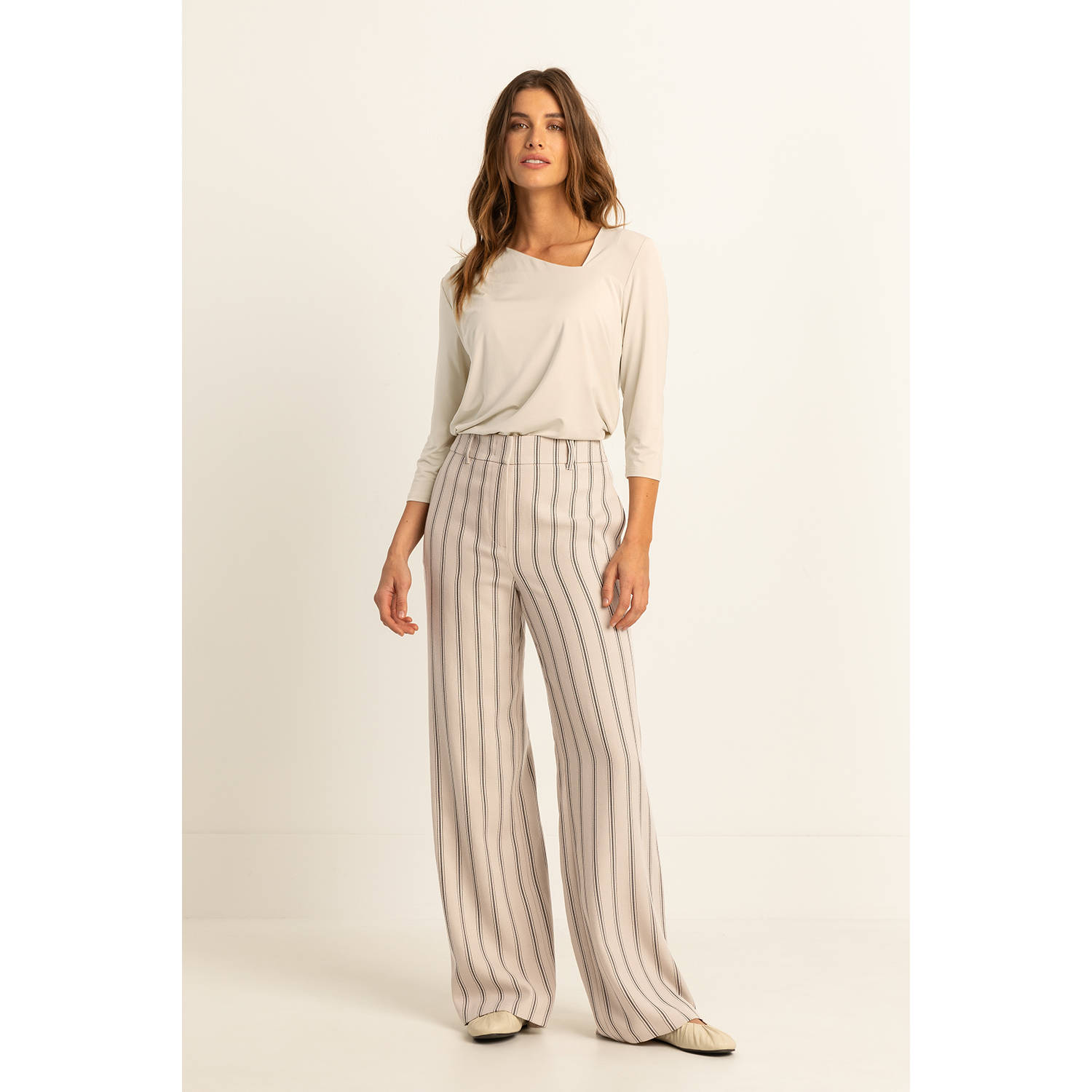 Expresso wide leg high waist pantalon ecru