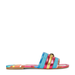   leren slippers roze/blauw