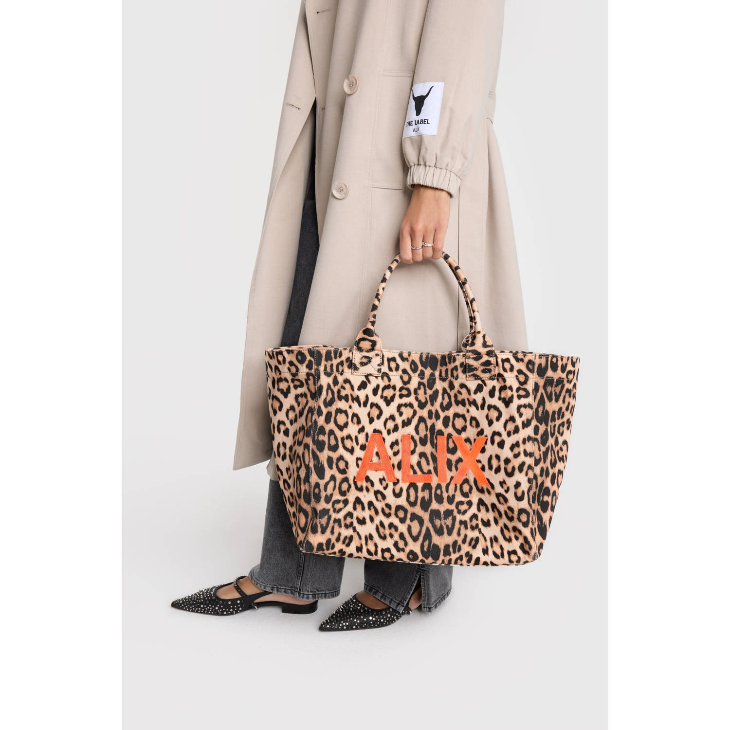 Alix The Label Luipaard Canvas Shopper voor vrouwen Brown Dames