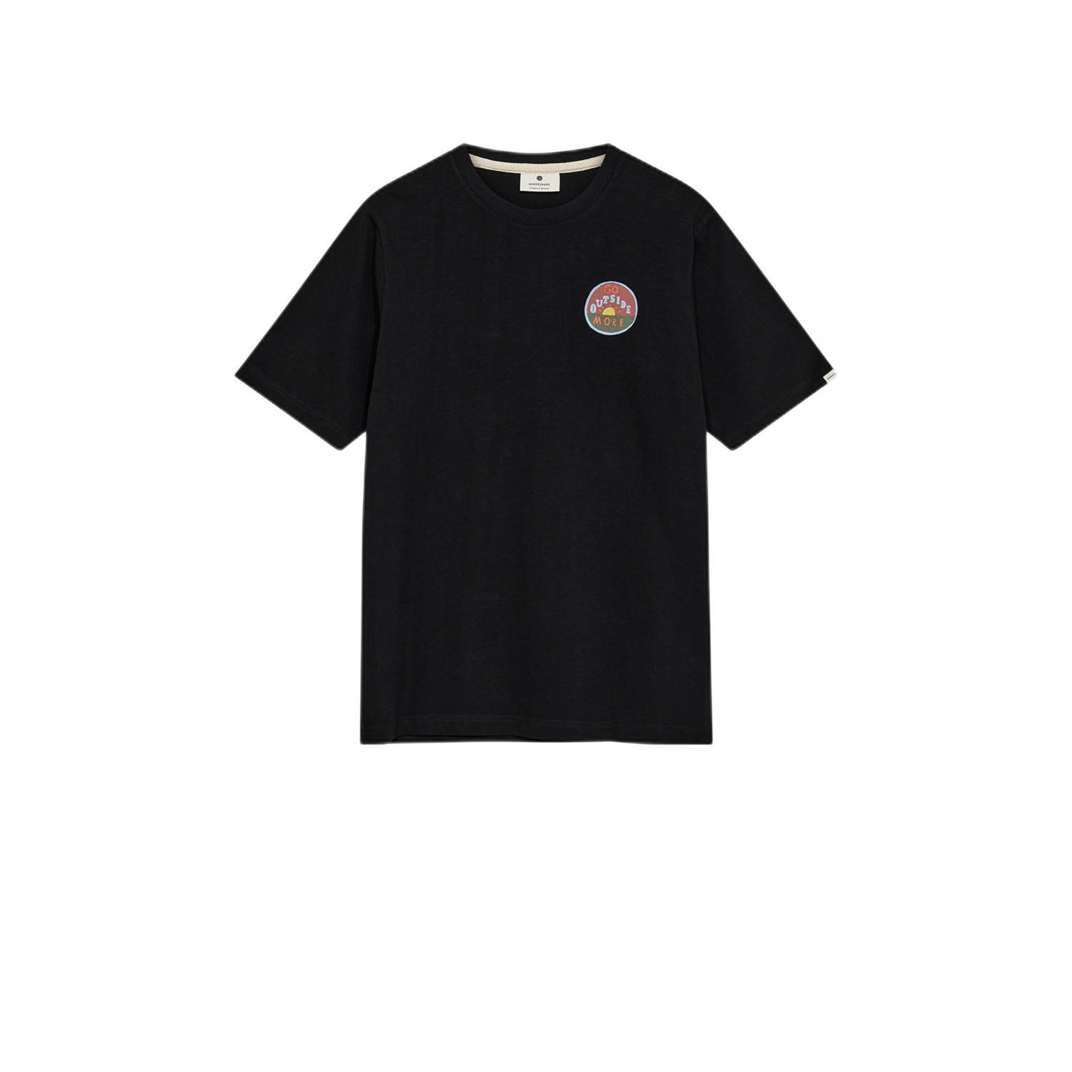 ANERKJENDT Heren Polo's & T-shirts Akkikki Go Outside More Ss Tee Zwart