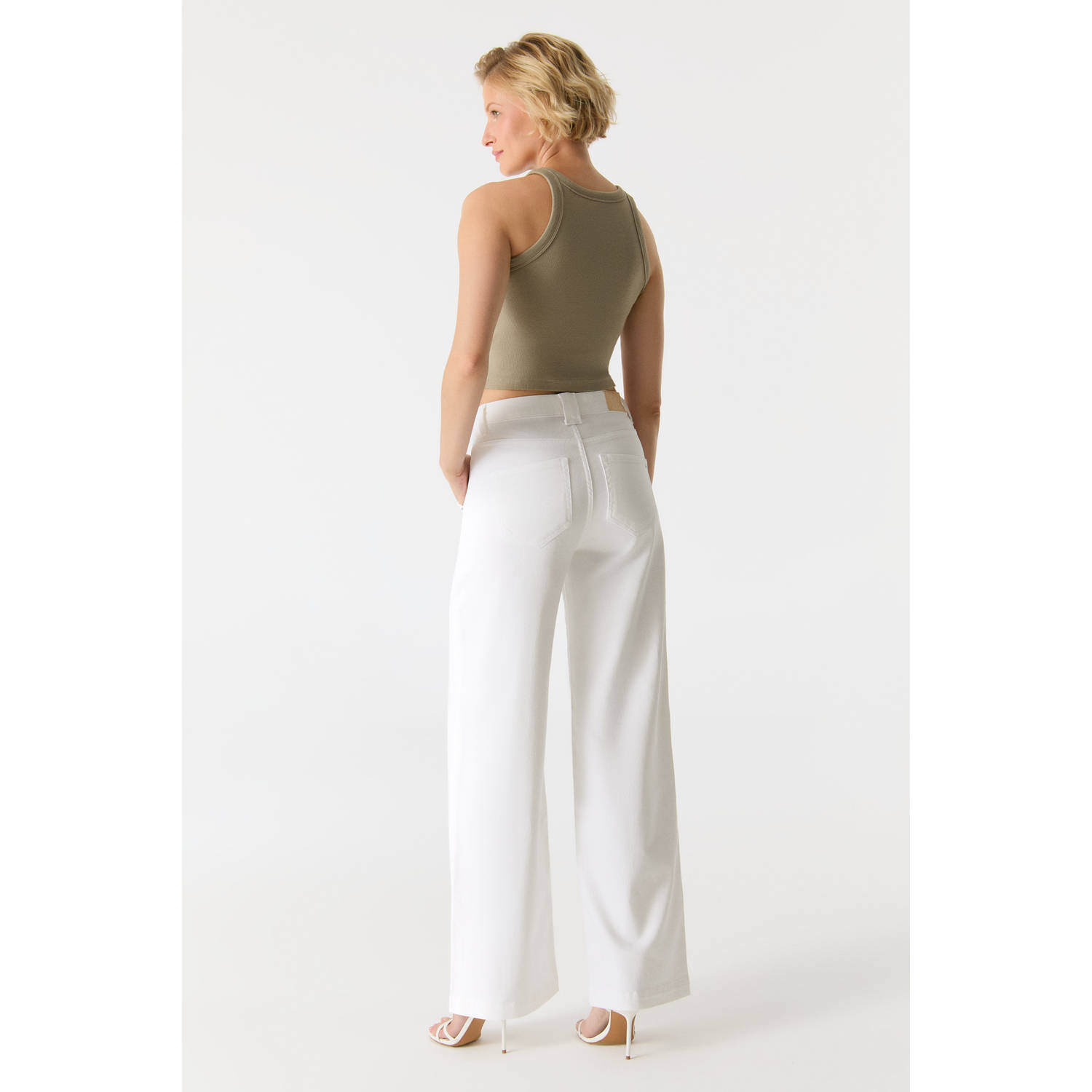 Cup of Joe Denim high waist wide leg jeans ecru