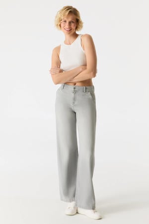 low waist wide leg jeans lichtgrijs