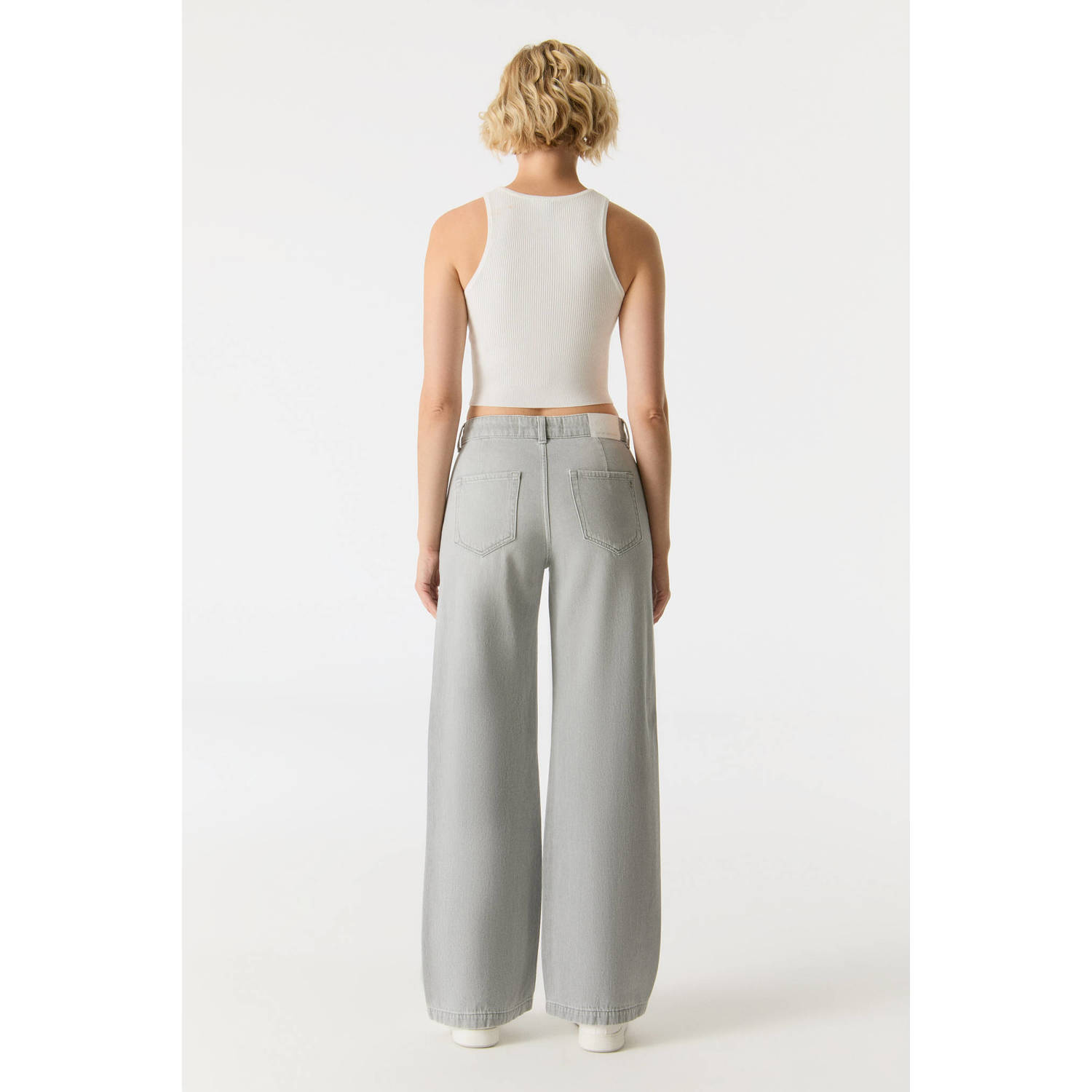 Cup of Joe Denim low waist wide leg jeans lichtgrijs