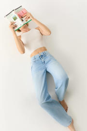 thumbnail: Cup of Joe Denim low waist wide leg jeans light blue denim