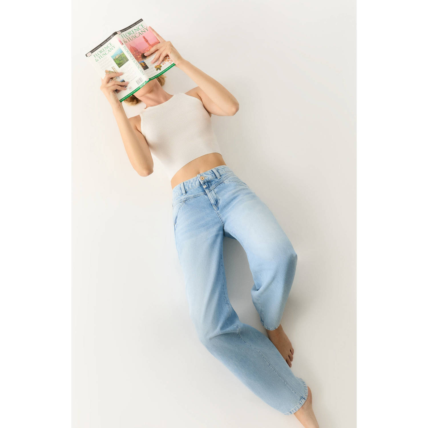 Cup of Joe Denim low waist wide leg jeans light blue denim