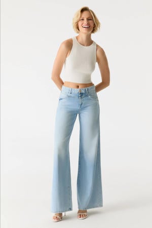 low waist wide leg jeans light blue denim