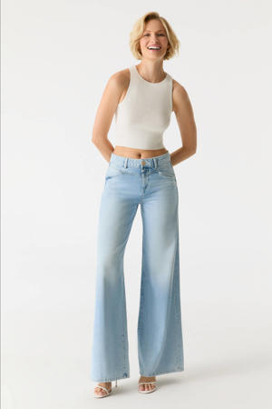 low waist wide leg jeans light blue denim