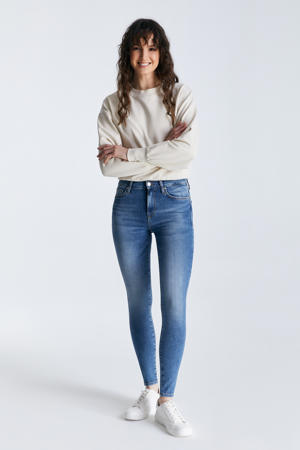 high waist skinny jeans medium blue denim
