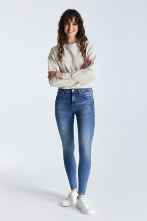 high waist skinny jeans medium blue denim