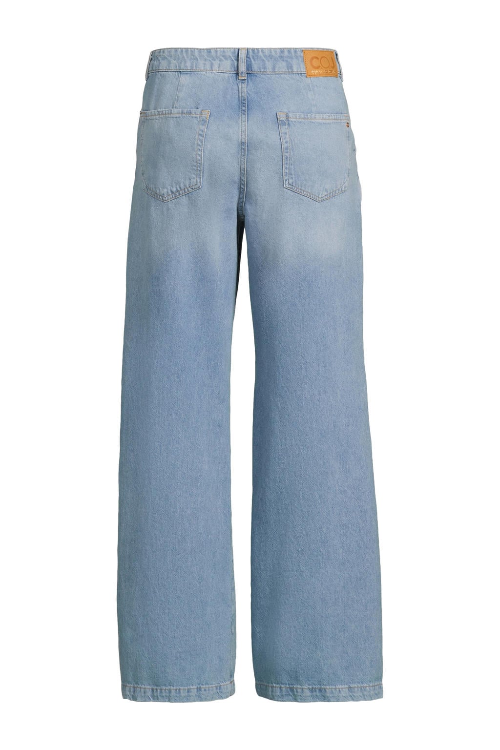 Light blue denim dames Cup of Joe Denim Maxine wide leg jeans met rits- en knoopsluiting en effen