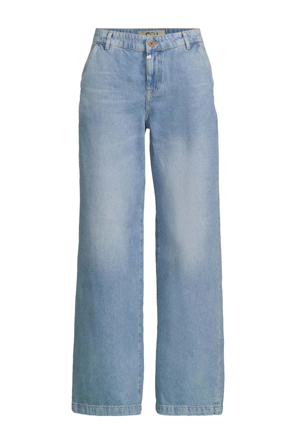 Light blue denim dames Cup of Joe Denim low waist loose fit jeans met regular waist en effen
