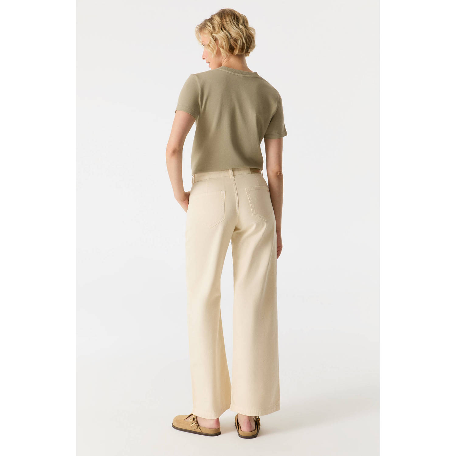 Cup of Joe Denim wide leg jeans zand