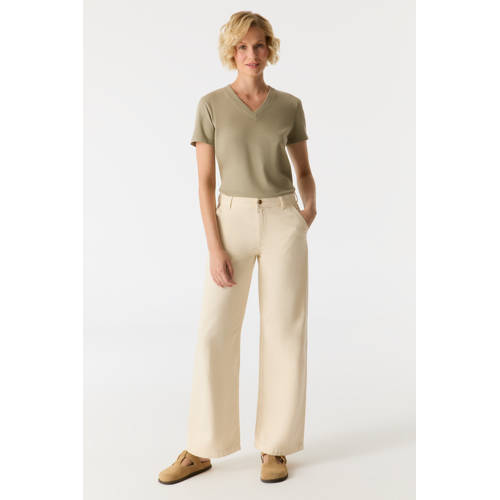 Cup of Joe Denim wide leg jeans zand afbeelding