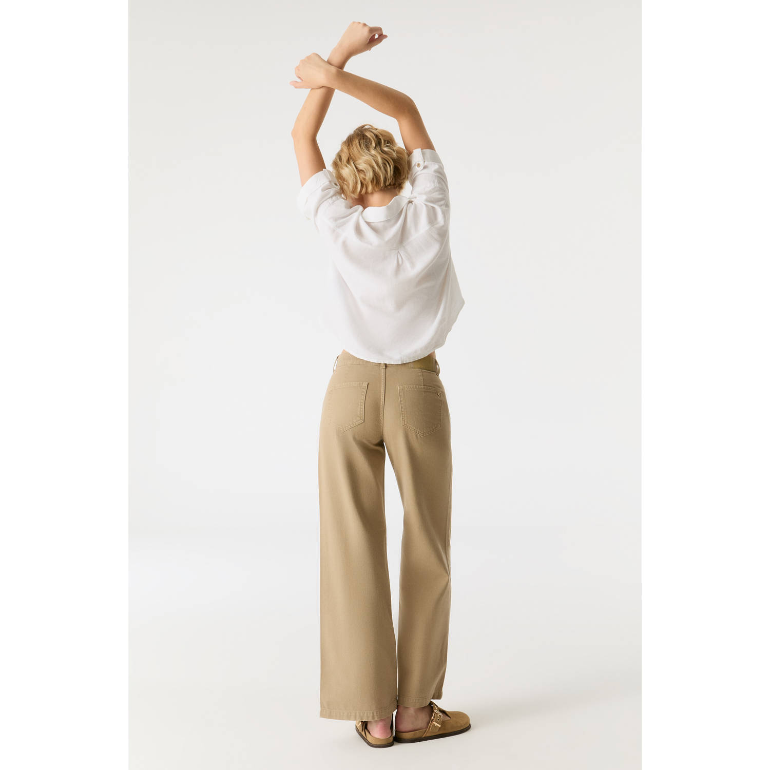 Cup of Joe Denim low waist wide leg jeans beige