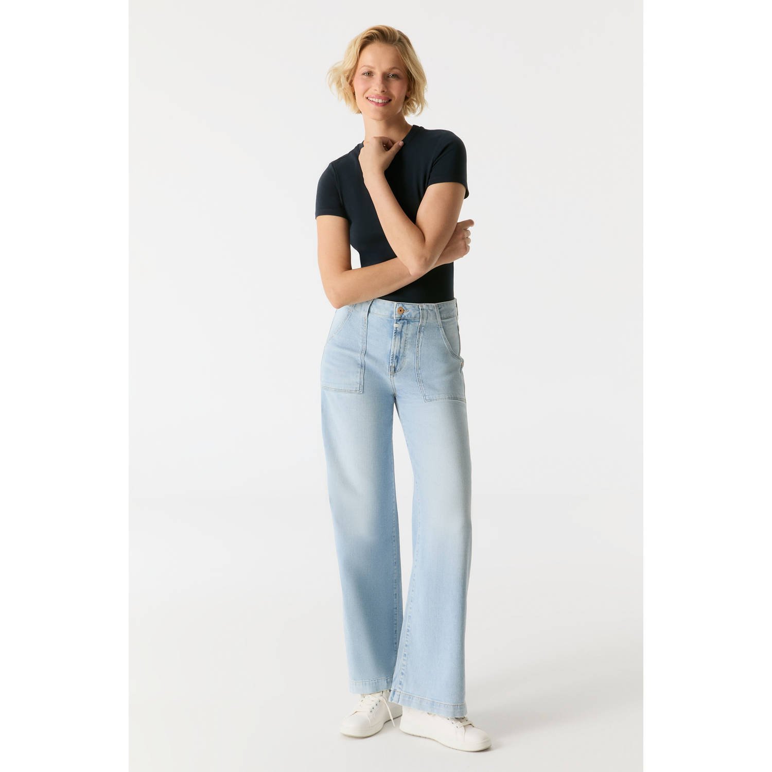 Cup of Joe Denim high waist wide leg jeans light blue denim