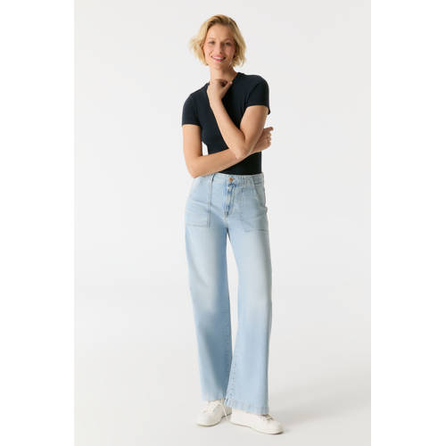 Cup of Joe Denim high waist wide leg jeans light blue denim afbeelding