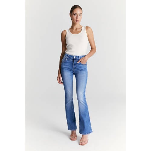 Cup of Joe Denim high waist flared jeans medium blue denim afbeelding