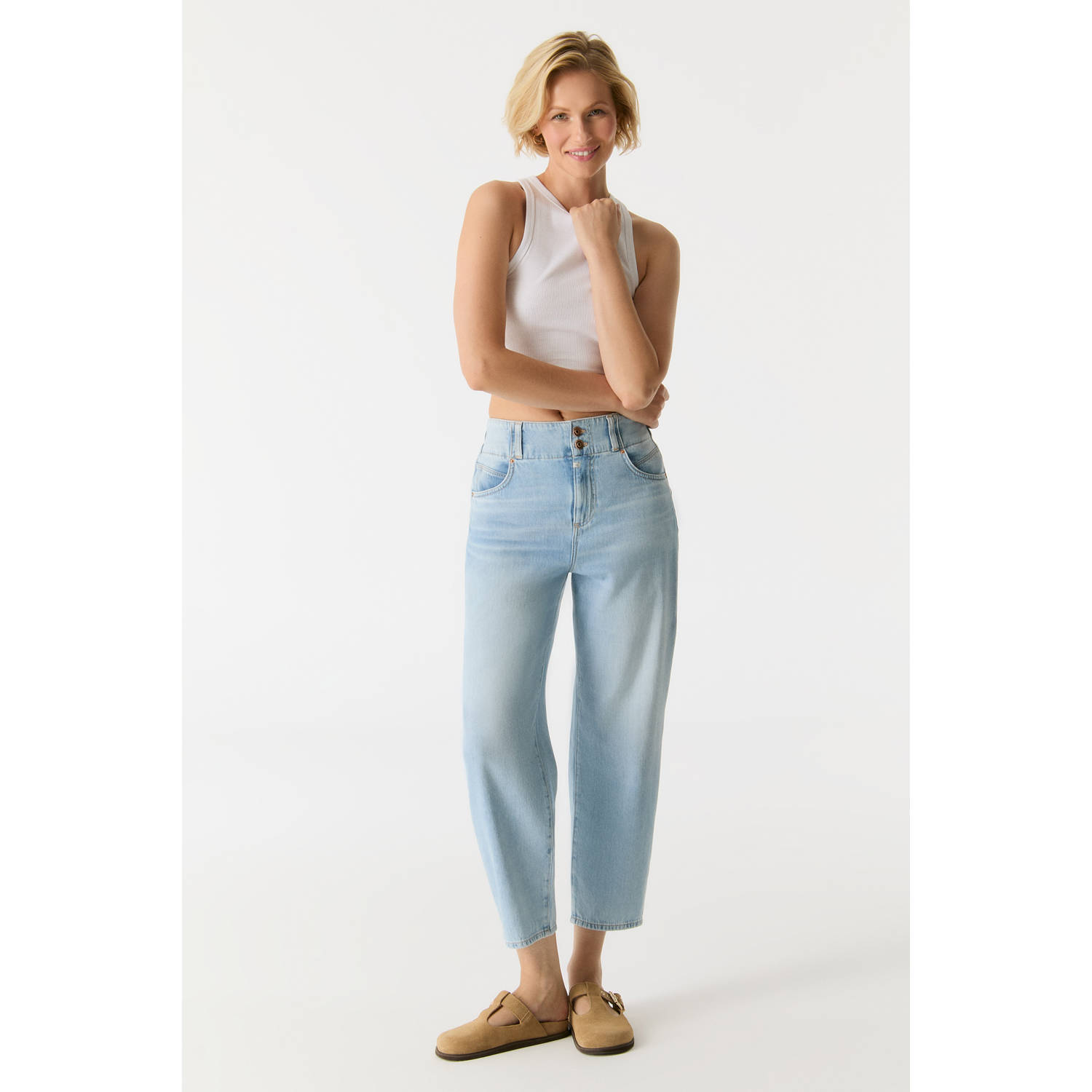 Cup of Joe Denim high waist wide leg jeans light blue denim