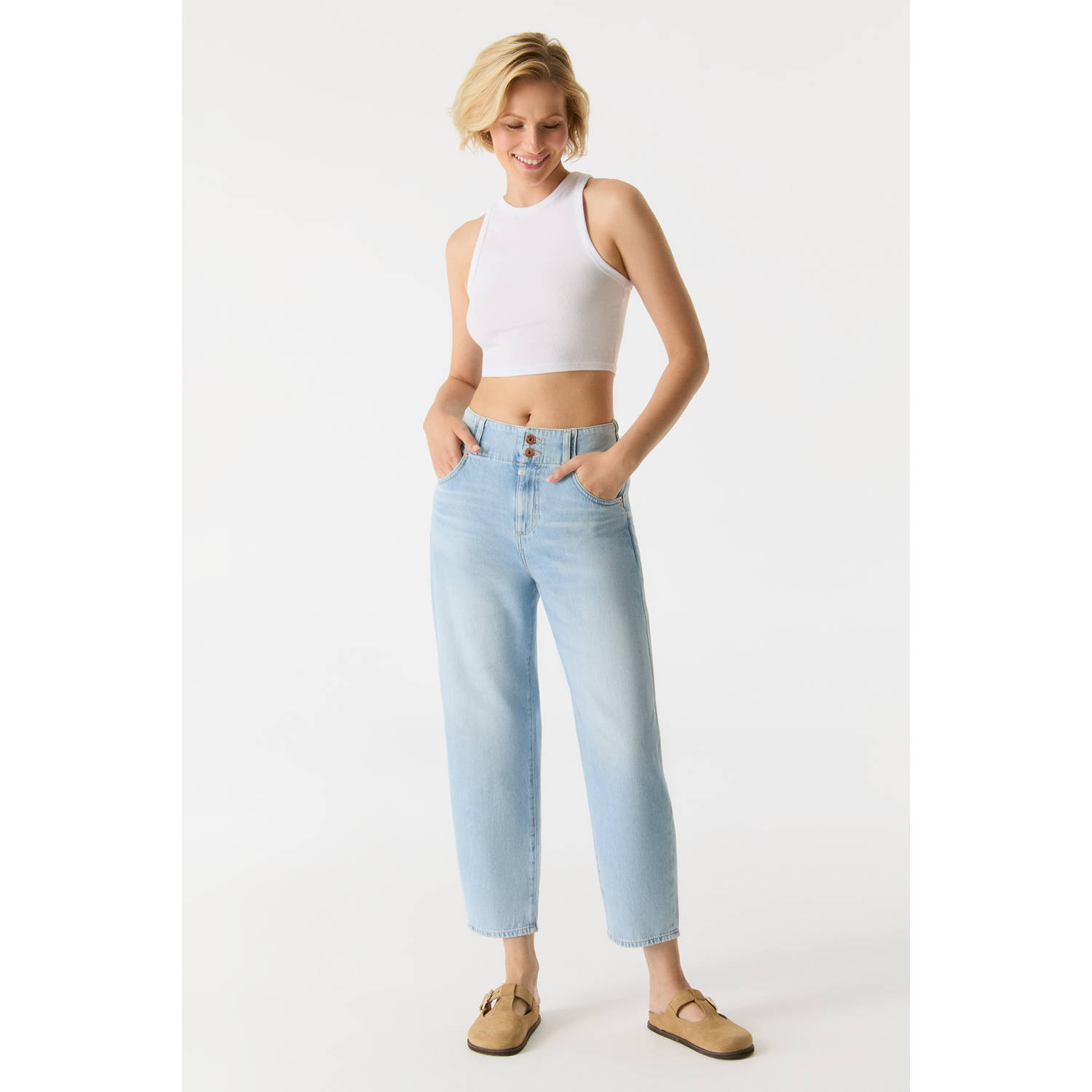 Cup of Joe Denim high waist wide leg jeans light blue denim