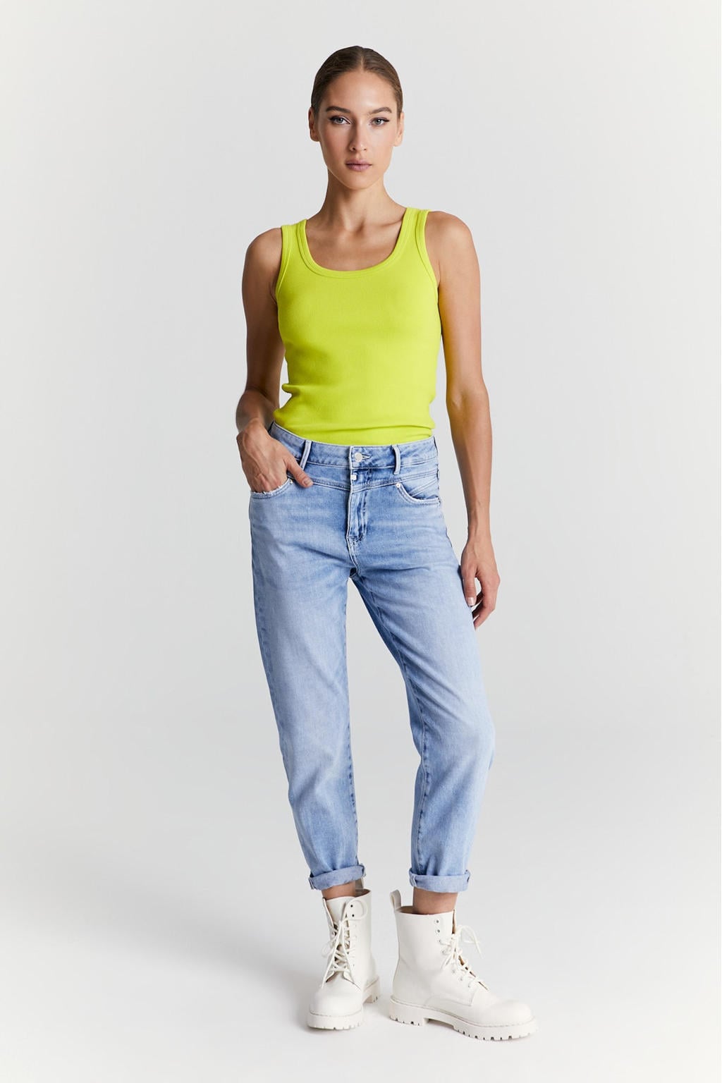 Light blue denim dames Cup of Joe Denim slim fit jeans met regular waist en effen