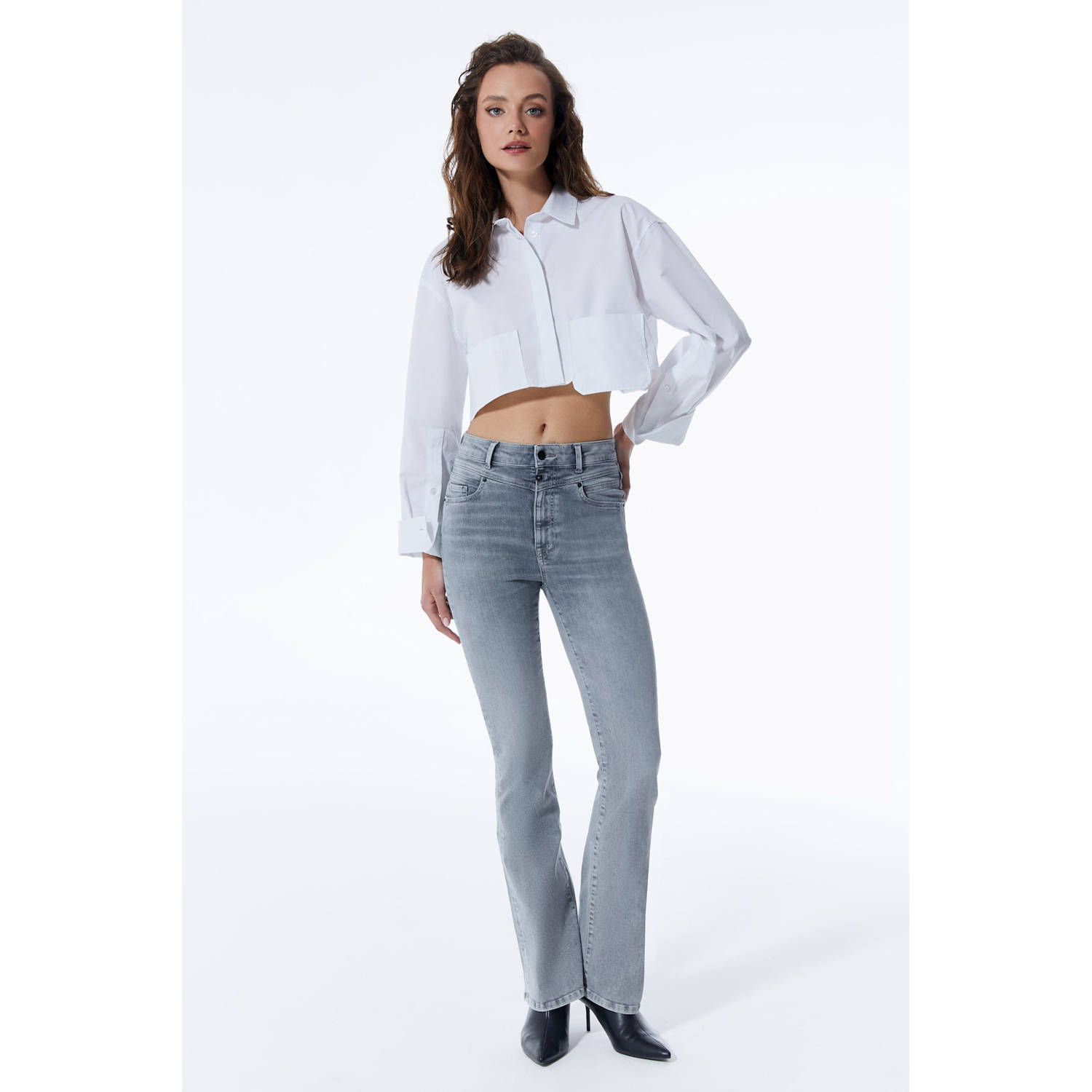 Cup of Joe Denim high waist flared jeans grey denim