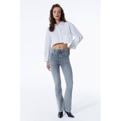 Cup of Joe Denim high waist flared jeans grey denim afbeelding