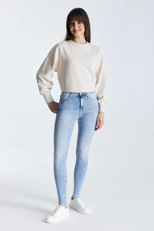 high waist skinny jeans light blue denim