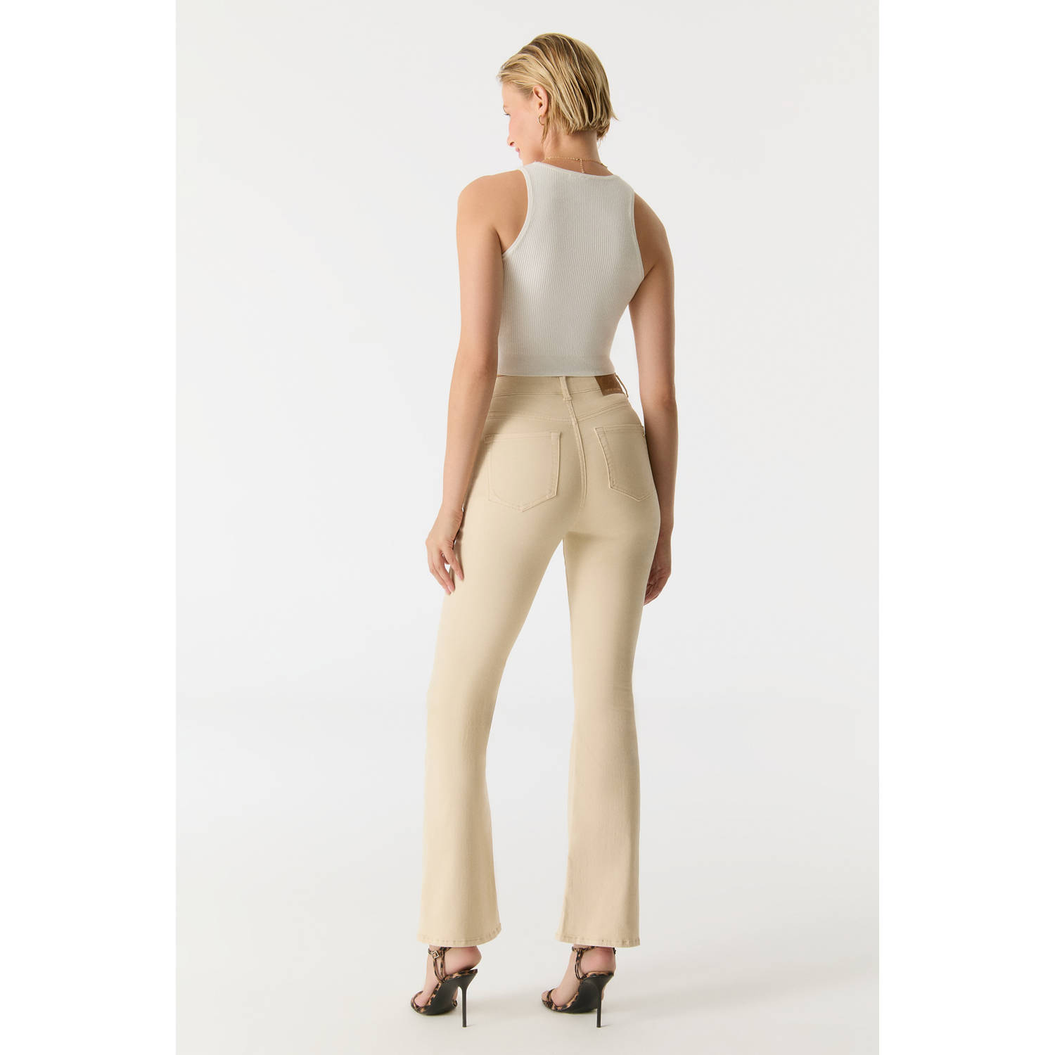 Cup of Joe Denim high waist flared jeans ecru