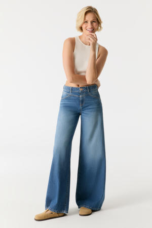wide leg jeans medium blue denim