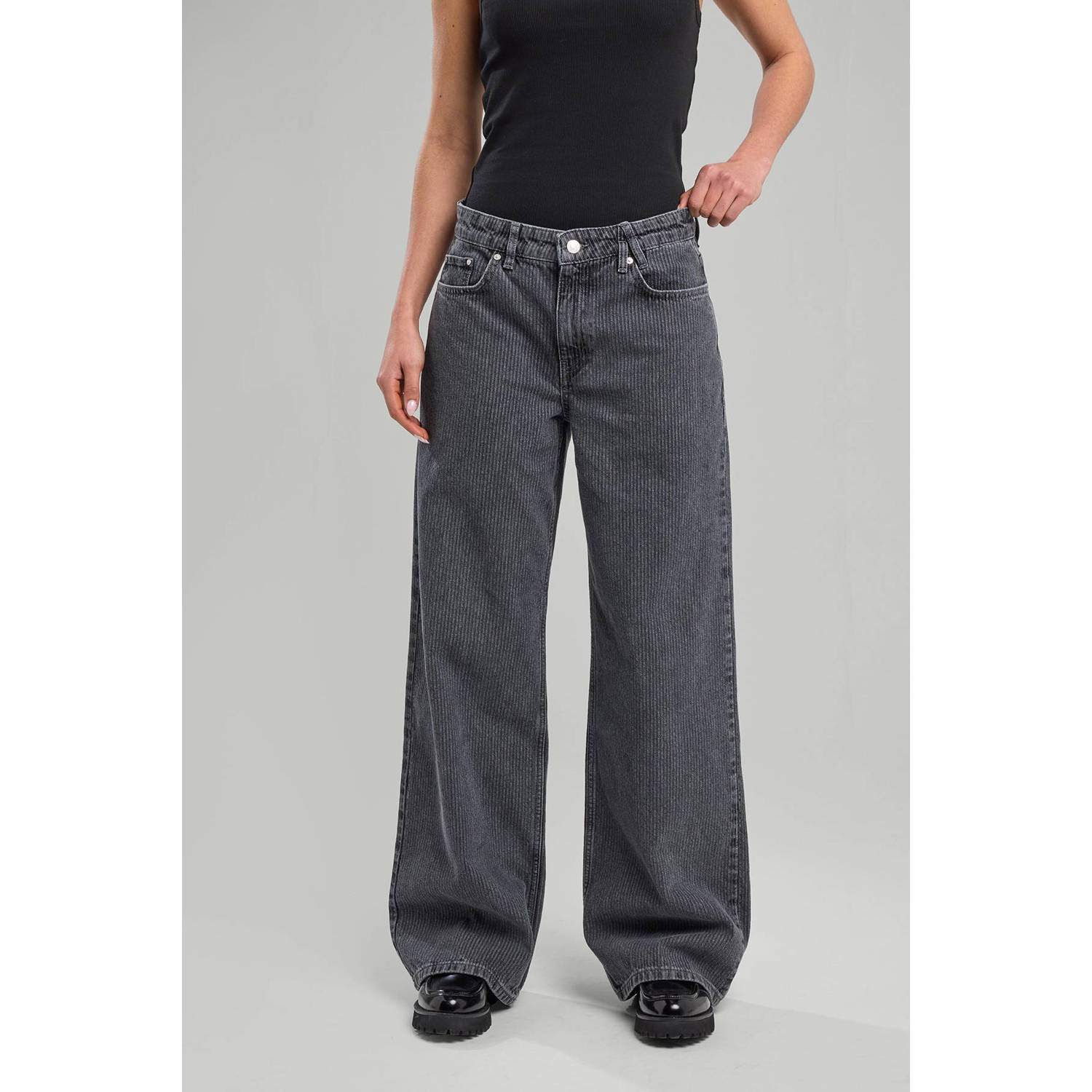 America Today high waist wide leg jeans grey denim