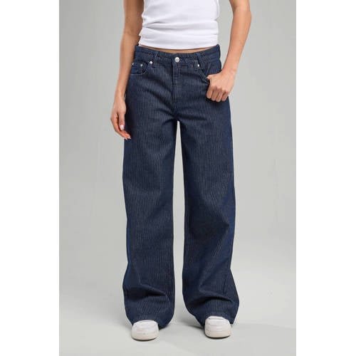 America Today high waist wide leg jeans dark blue denim afbeelding