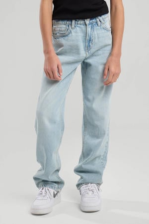 straight leg jeans high waist light blue denim