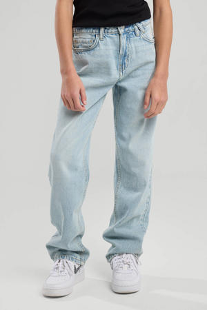 straight leg jeans high waist light blue denim