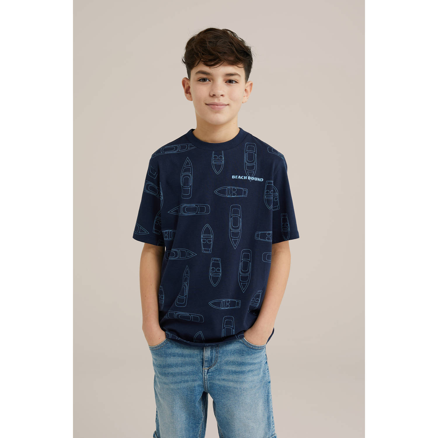 WE Fashion Blue Ridge T-shirt donkerblauw