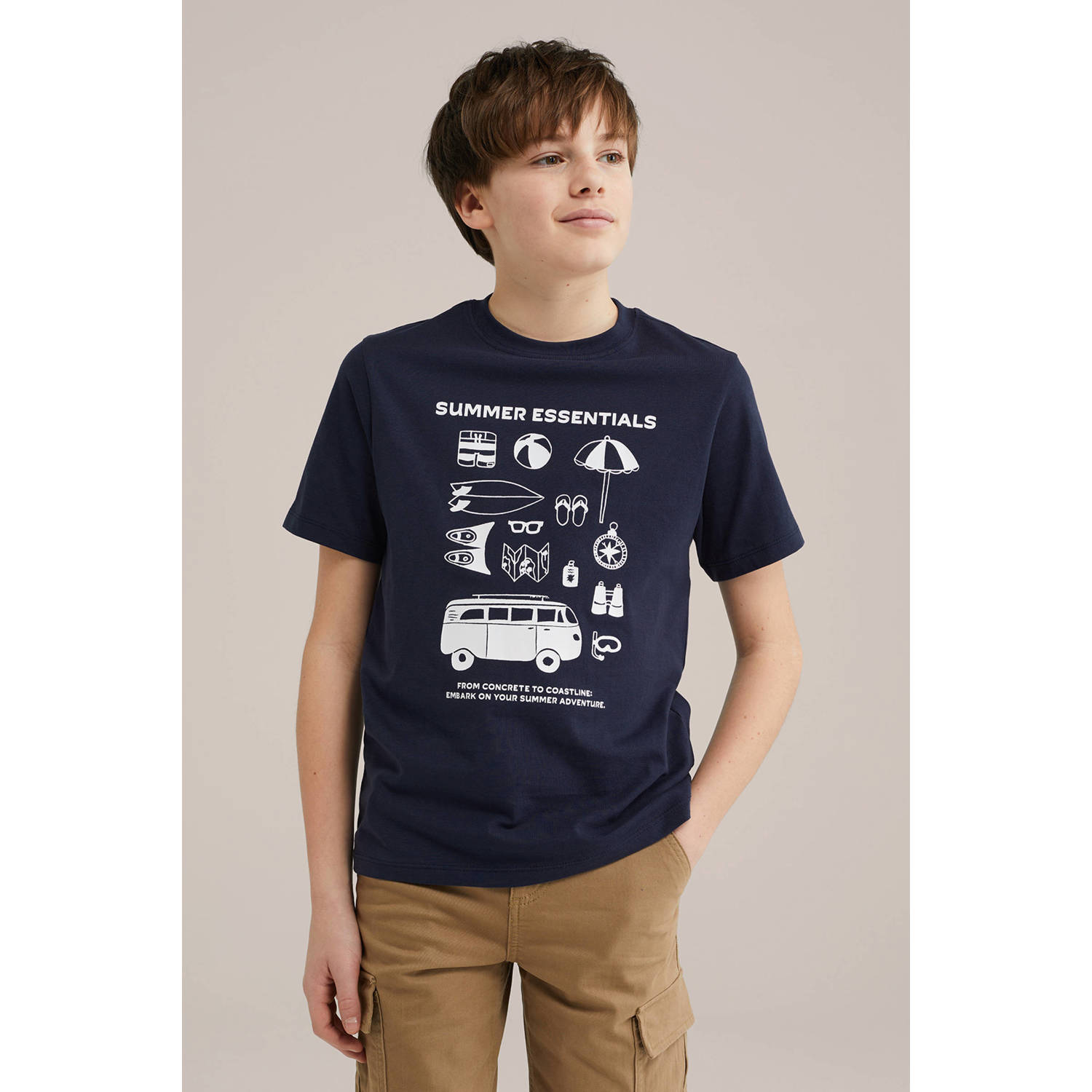 WE Fashion Blue Ridge T-shirt donkerblauw