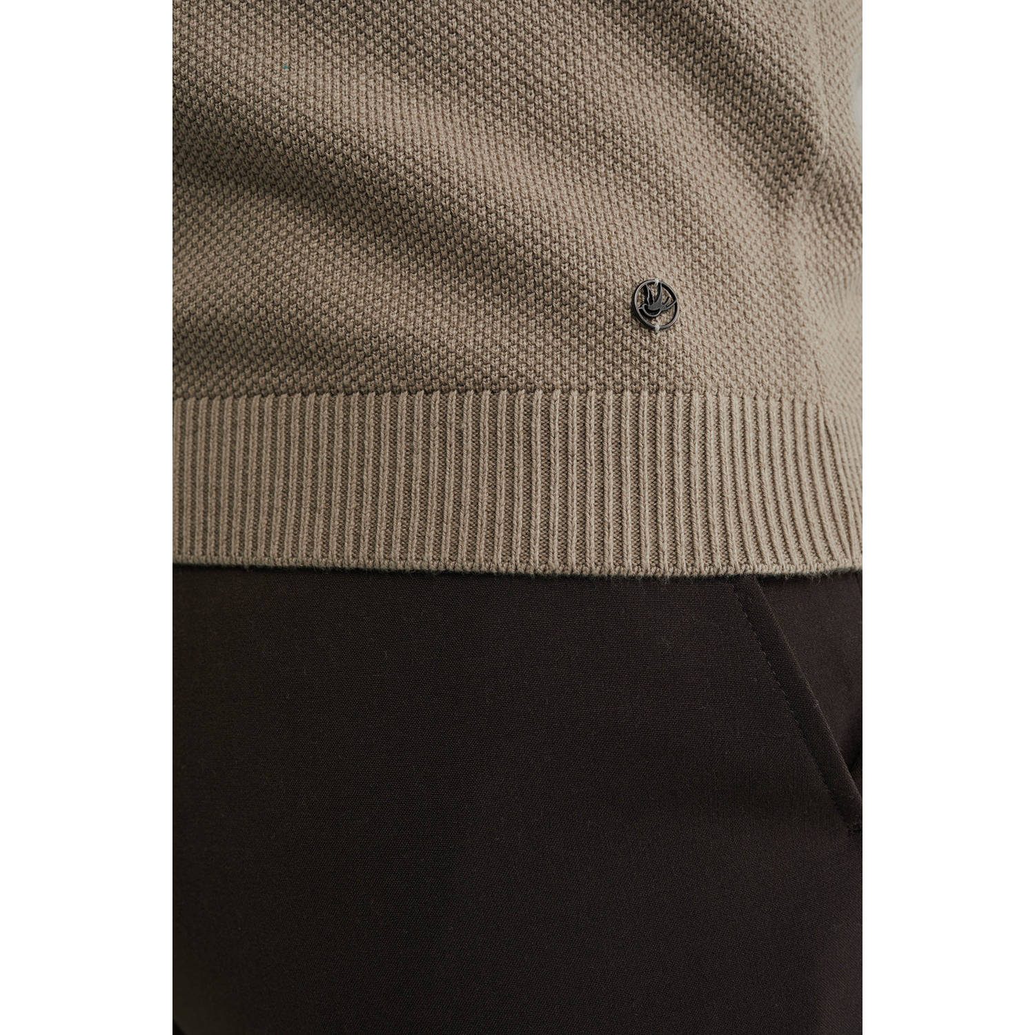 WE Fashion gebreid t-shirt met structuur kaki