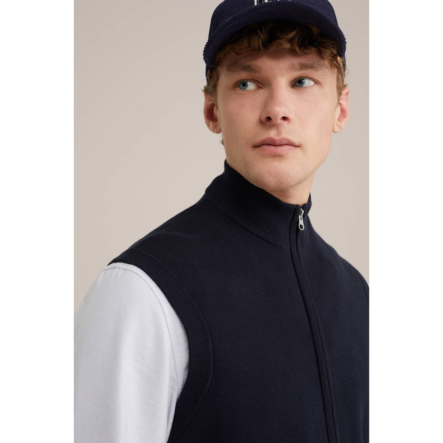 WE Fashion gebreid vest donkerblauw