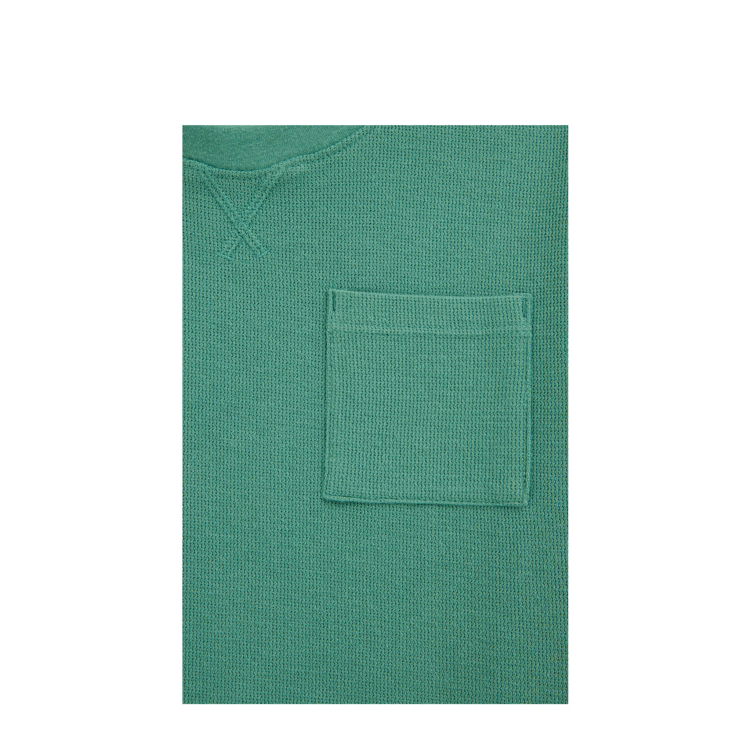 WE Fashion Blue Ridge T-shirt groen fijn gebreid