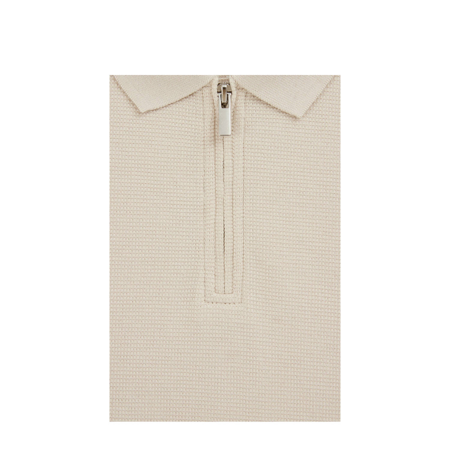 WE Fashion polo beige rib gebreid