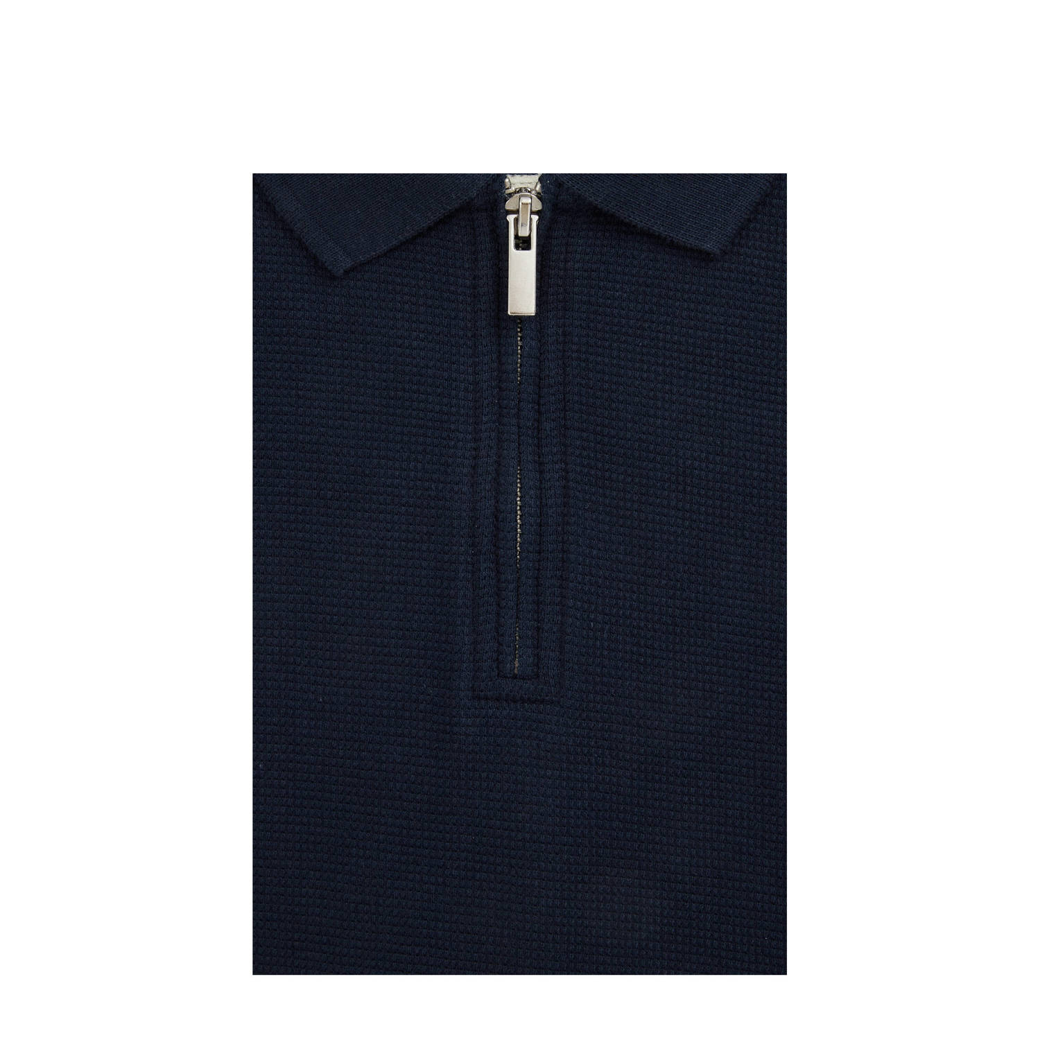 WE Fashion Blue Ridge polo donkerblauw rib gebreid