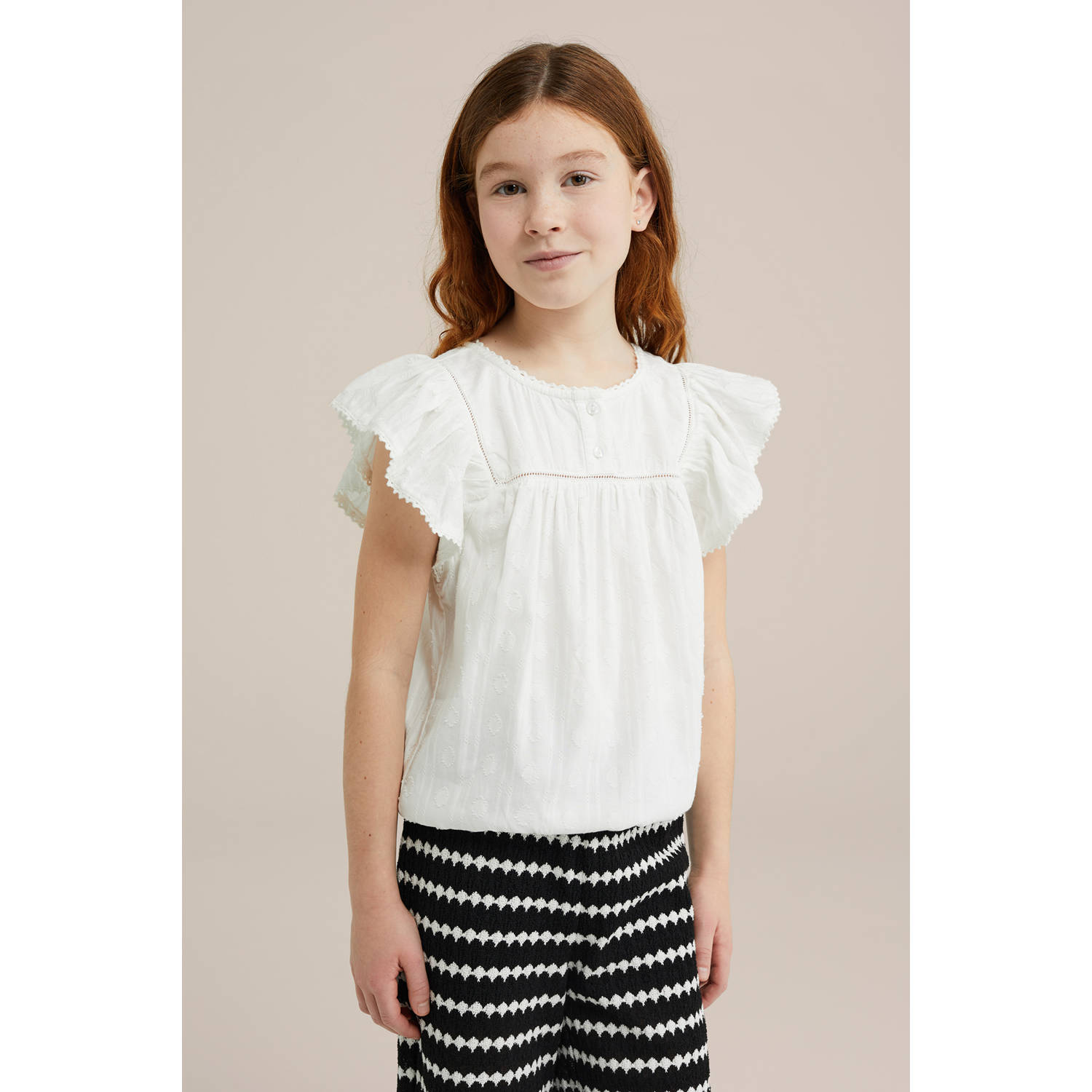 WE Fashion mouwloze top wit broderie