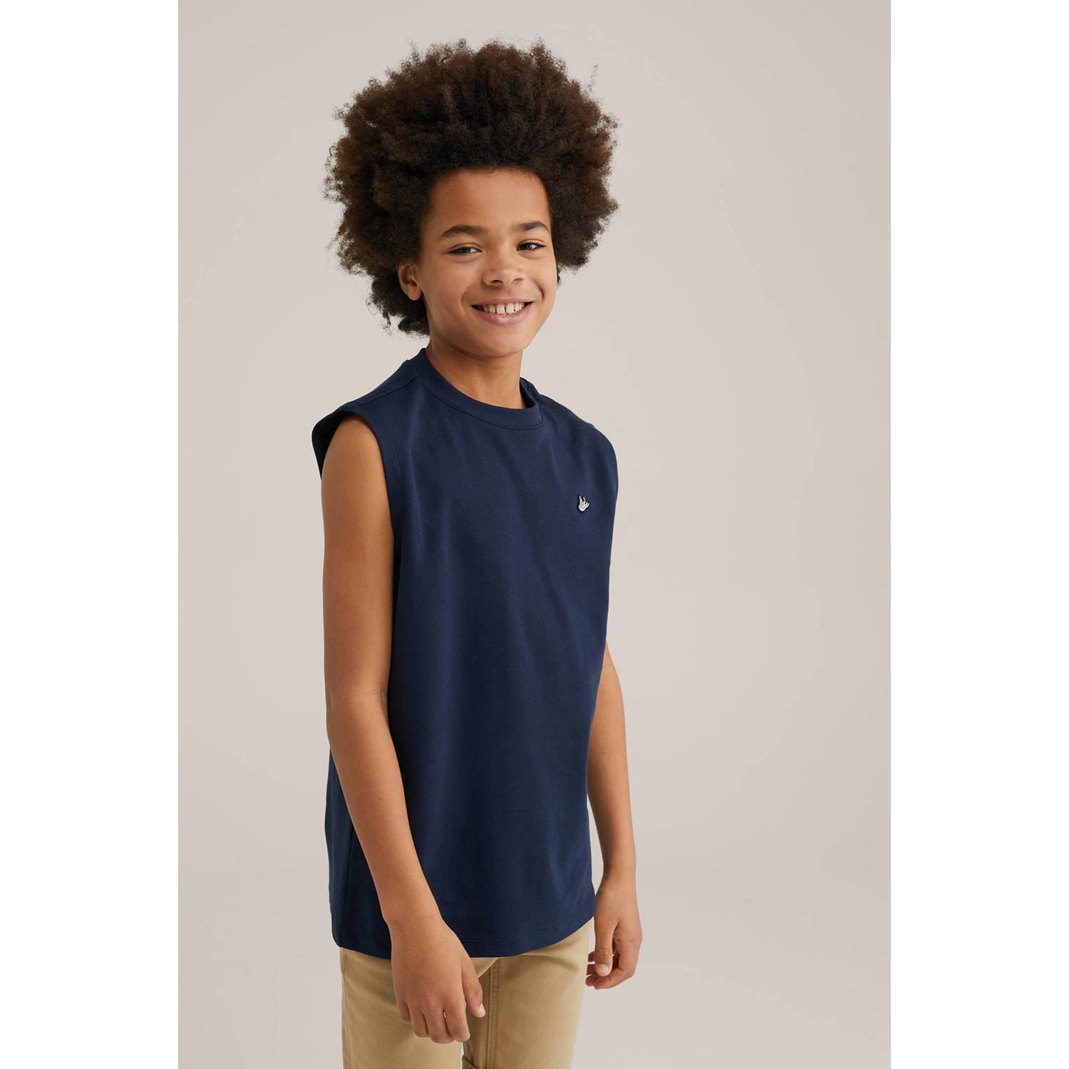 WE Fashion singlet donkerblauw