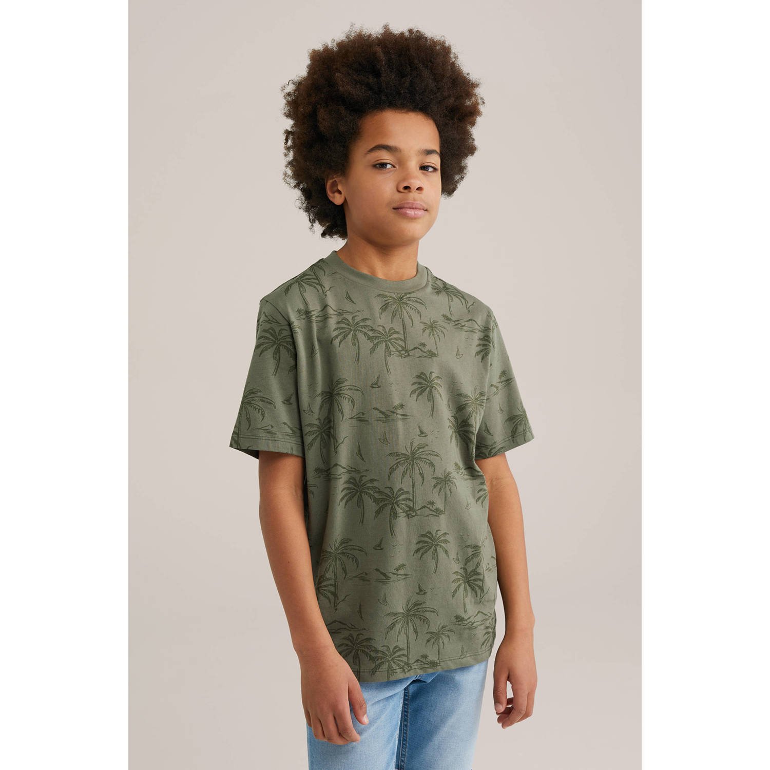 WE Fashion Blue Ridge T-shirt olijfgroen