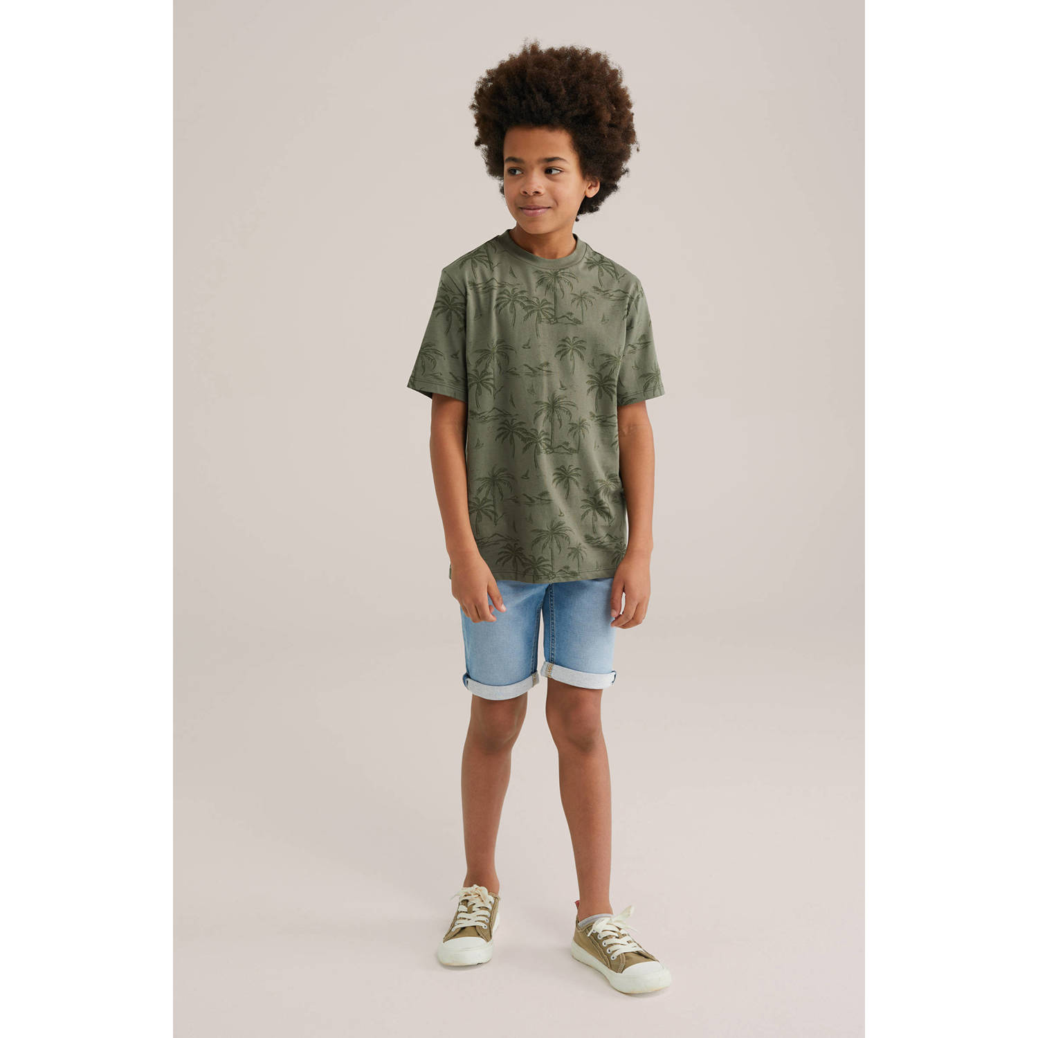WE Fashion Blue Ridge T-shirt olijfgroen