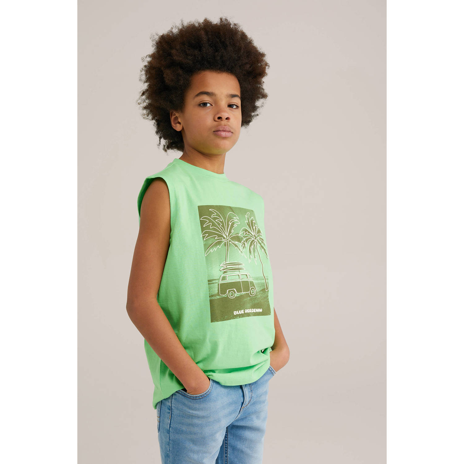 WE Fashion Blue Ridge singlet lichtgroen