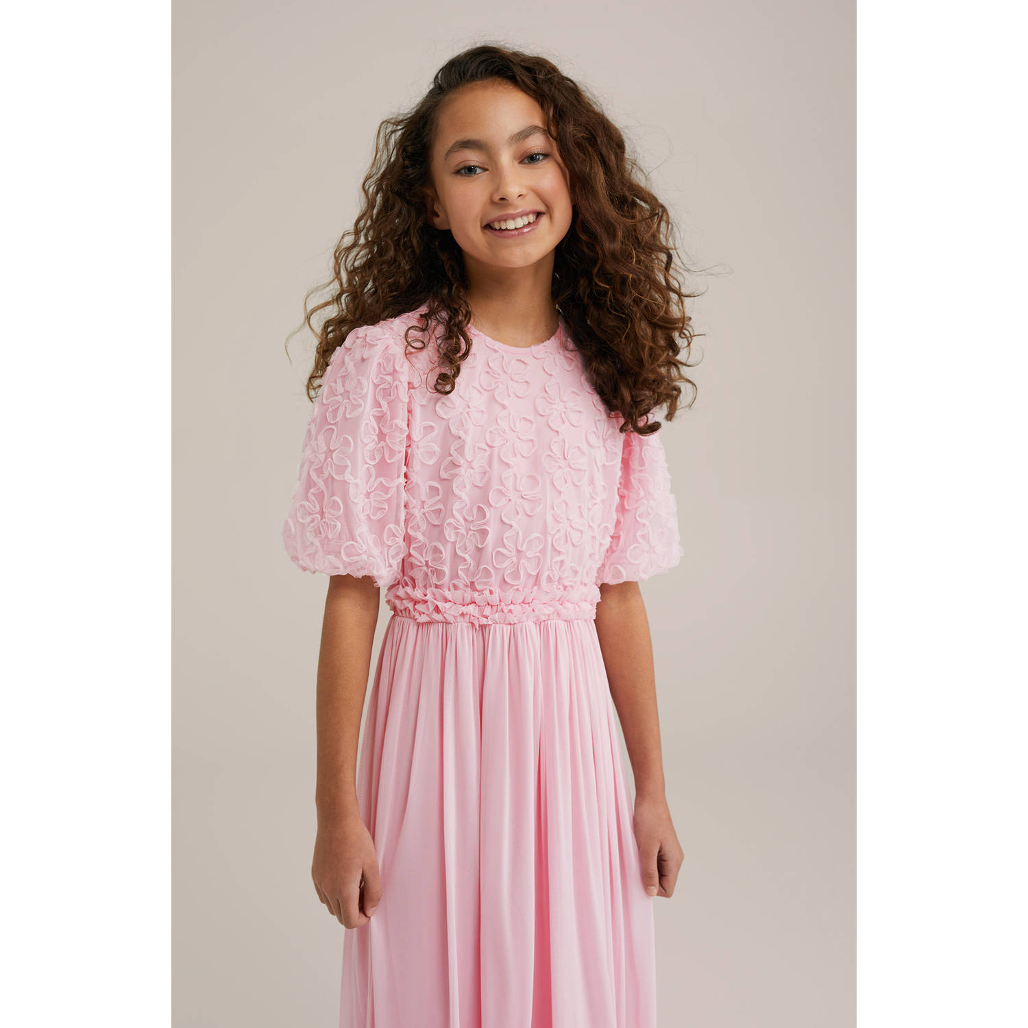 WE Fashion midi jurk lichtroze