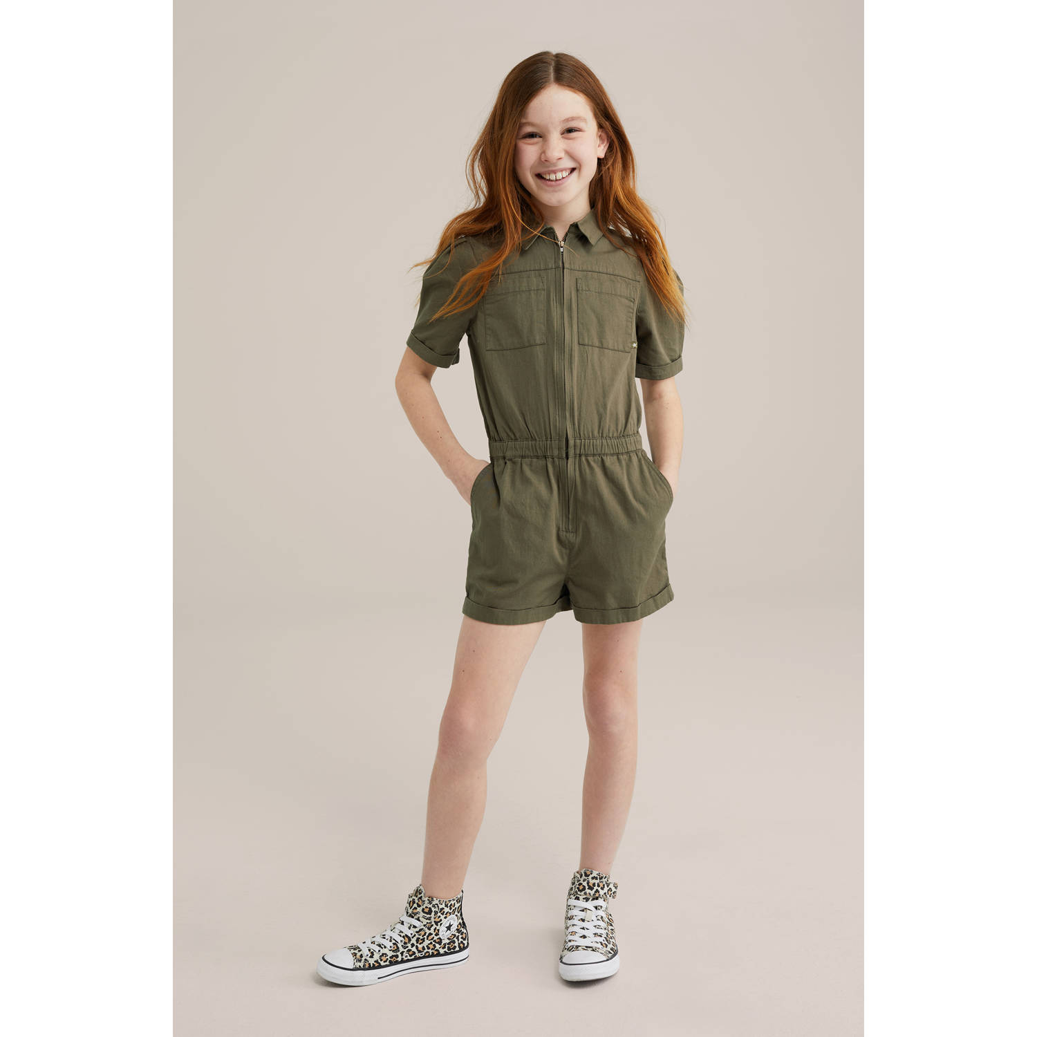 WE Fashion playsuit donkergroen
