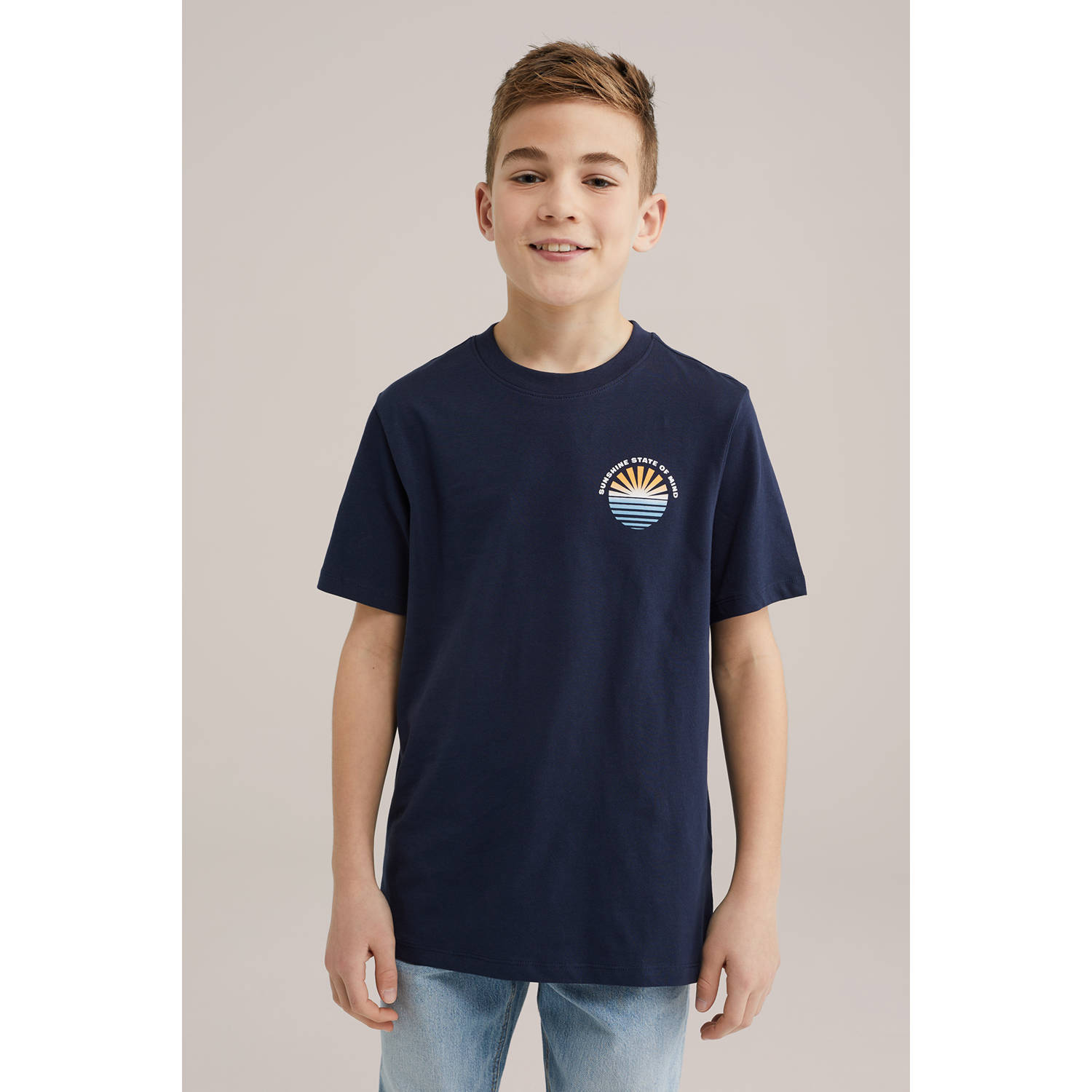 WE Fashion Blue Ridge T-shirt donkerblauw