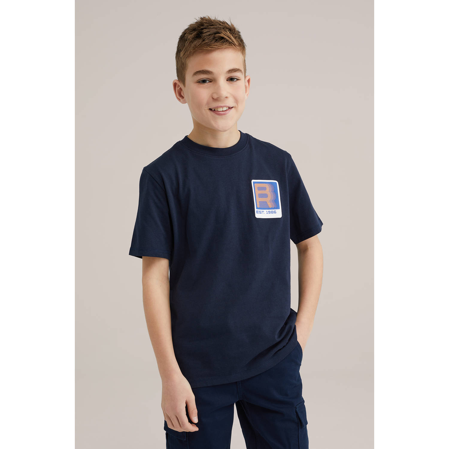 WE Fashion Blue Ridge T-shirt donkerblauw