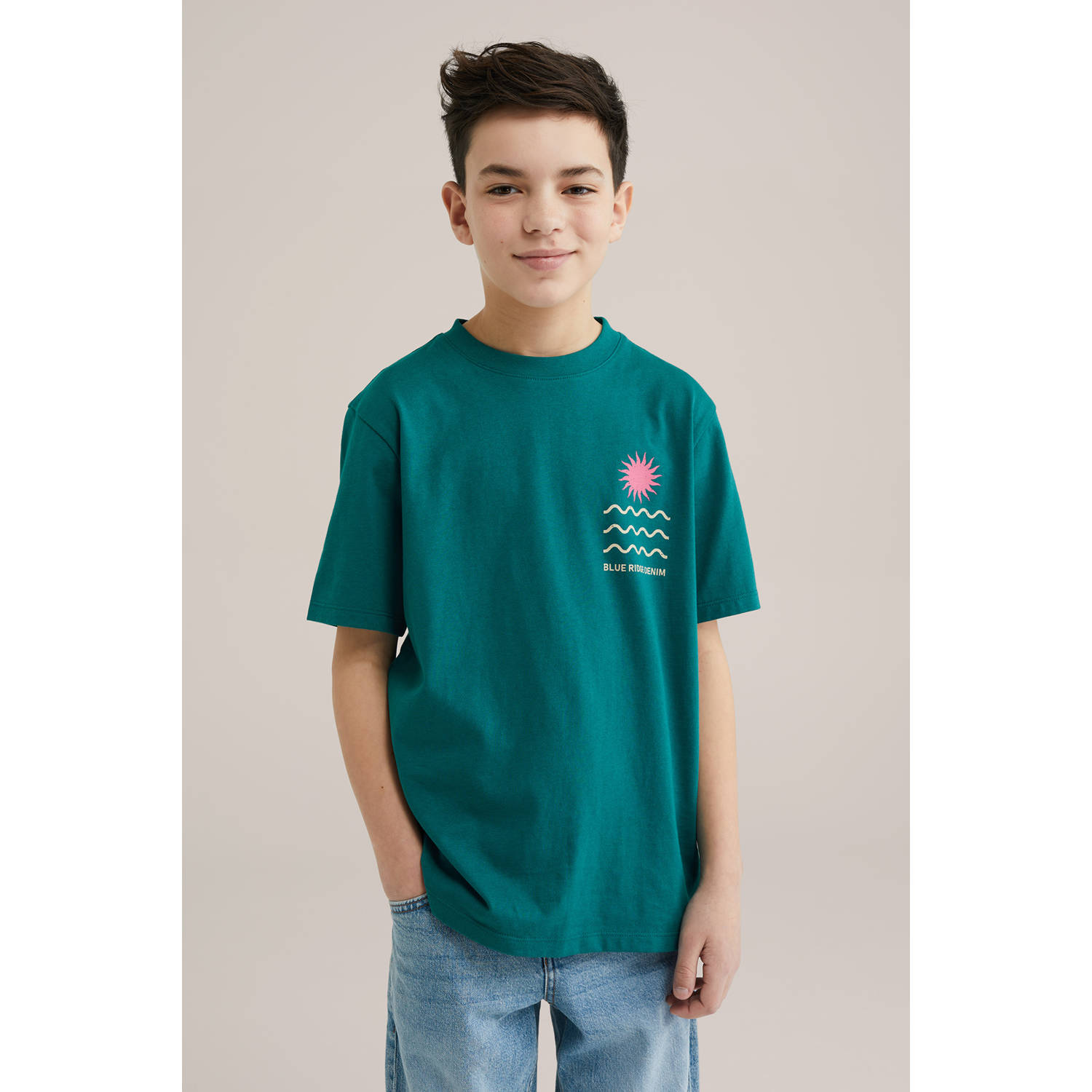 WE Fashion Blue Ridge T-shirt donkergroen